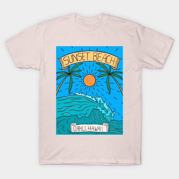 Sunset Beach Hawaii T-Shirt by Yeaha